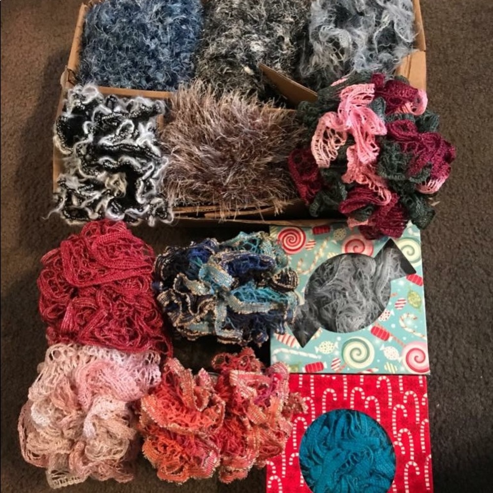 Handmade ruffle & fur scarves